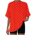 thumbnail image 5 of Horkkom Short Sleeve Shirts for Women Crew Neck Color Block Polka Print Graphic Tees Causal Loose Comfy T Shirts XL, Gifts for Women, 5 of 8