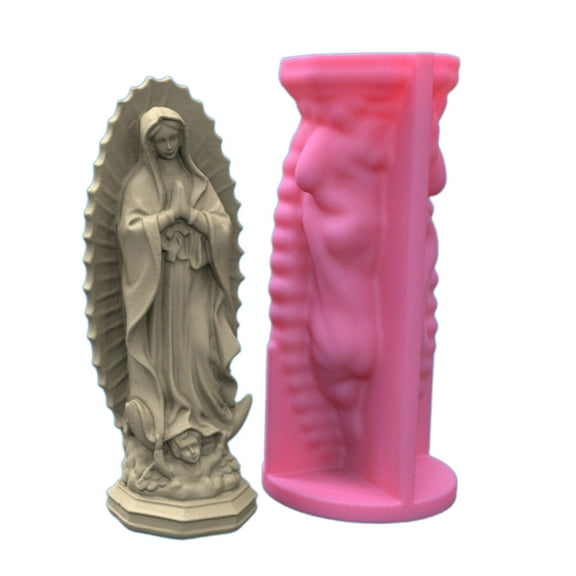 Virgin Mary Candle Mold Festival Ornament Handmade Mould Silicone Soap Mold Clay Plaster Epoxy Resin Mould DIY Crafts
