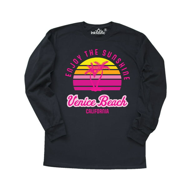 Inktastic Summer Enjoy the Sunshine Venice Beach in Pink Adult Long Sleeve T-Shirt Male Black M - Walmart.com