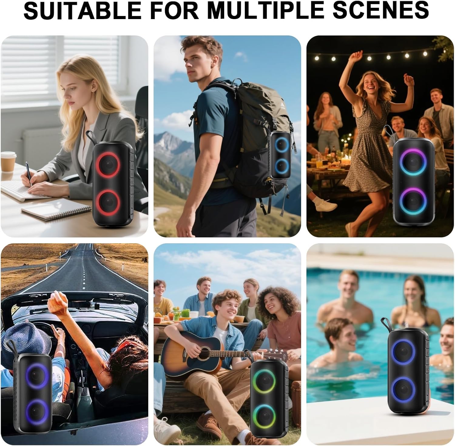 Geryst Portable Bluetooth Speaker, IPX7 Waterproof, 24W, Black photo 8