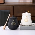 thumbnail image 2 of Ceramic Honeys Jar with Wooden Dipper cccDispenser Farmhouse Kitchen Decors Easy to Clean, 2 of 9