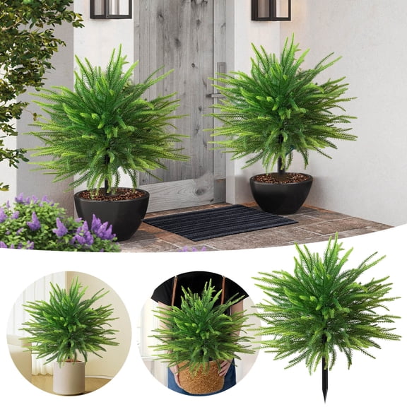 Artificial Boston Fern - UV Resistant Ferns for Outdoors & Indoors, Realistic Greenery Shrubs for Porch, Garden, Hanging Planters, and Home Décor