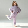thumbnail image 5 of KAUOD Girls 2 Piece Plush Jackets Pants Set Plain Fuzzy Zip up Fuzzy Coats Soft Warm Straight Pants Outfits for Kids, 5 of 5