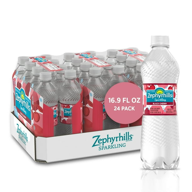 Zephyrhills Sparkling Water, Black Cherry, 16.9 oz. Bottles (24 Count ...