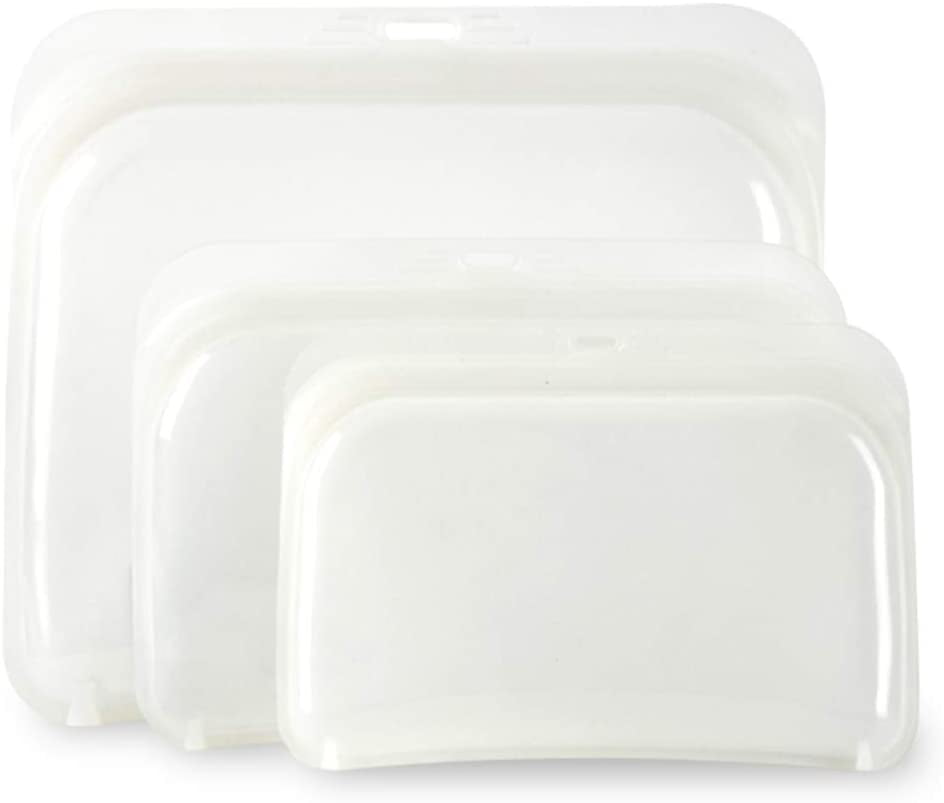 Reusable Extra Thick Silicone Food Storage Bags 3 Packs Zipper