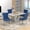 Gray Table Style 1 and 4 Blue Chairs Silver Leg, variant on 63" Modern Rectangle Faux Marble Dining Table Room Sets for 4,Dining Table with 4 Velvet Dining Chairs,Gray Table and 4 Black Chairs with Silver Leg
