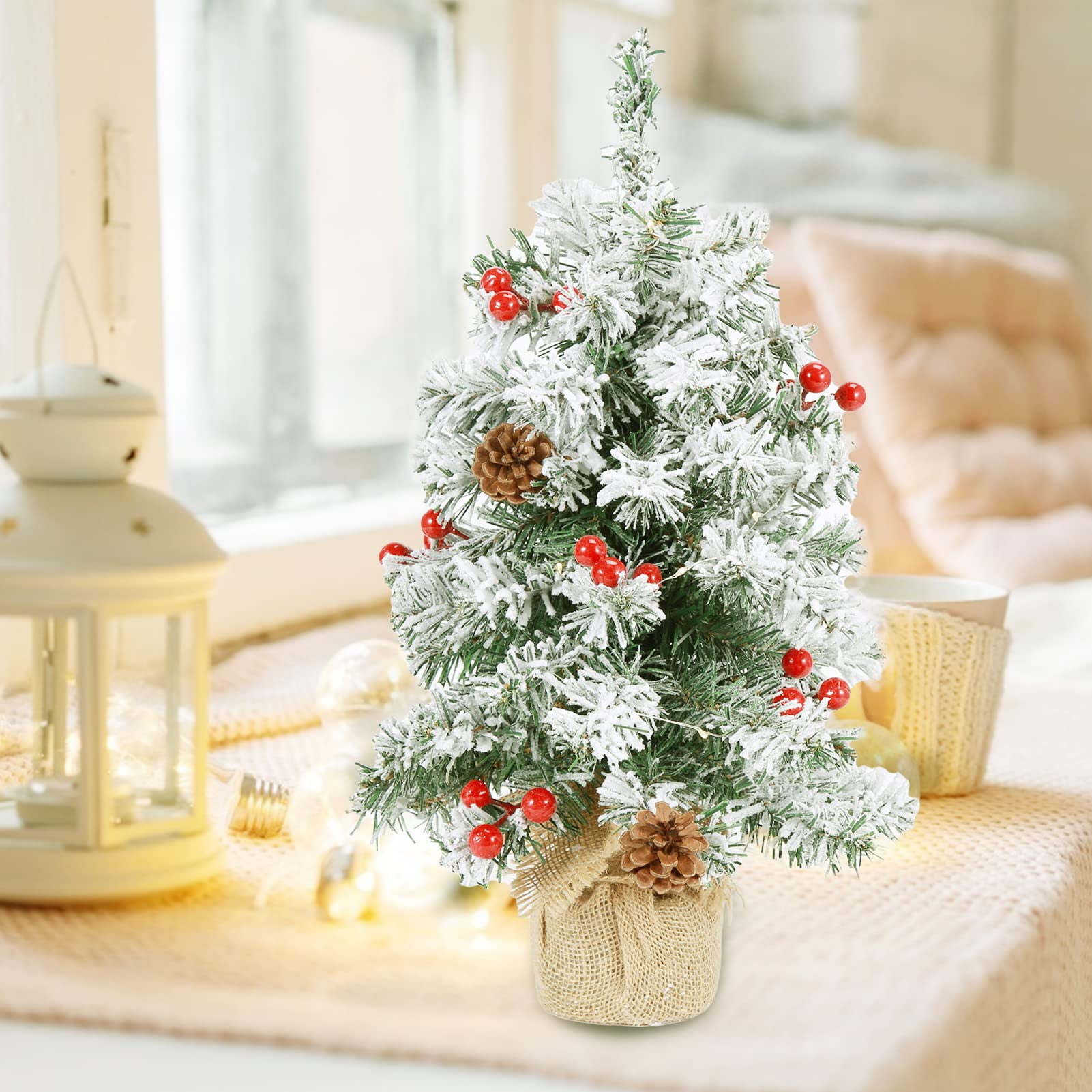 Mini Table Top Christmas Tree,Small Artificial Xmas Tree with 20 ...