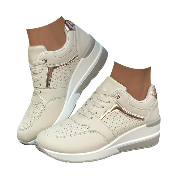 HBFAGFB Sneakers for Women Leisure Comfortable Lace up Sneaker Women's Shoes Daily Wear Beige Size 39