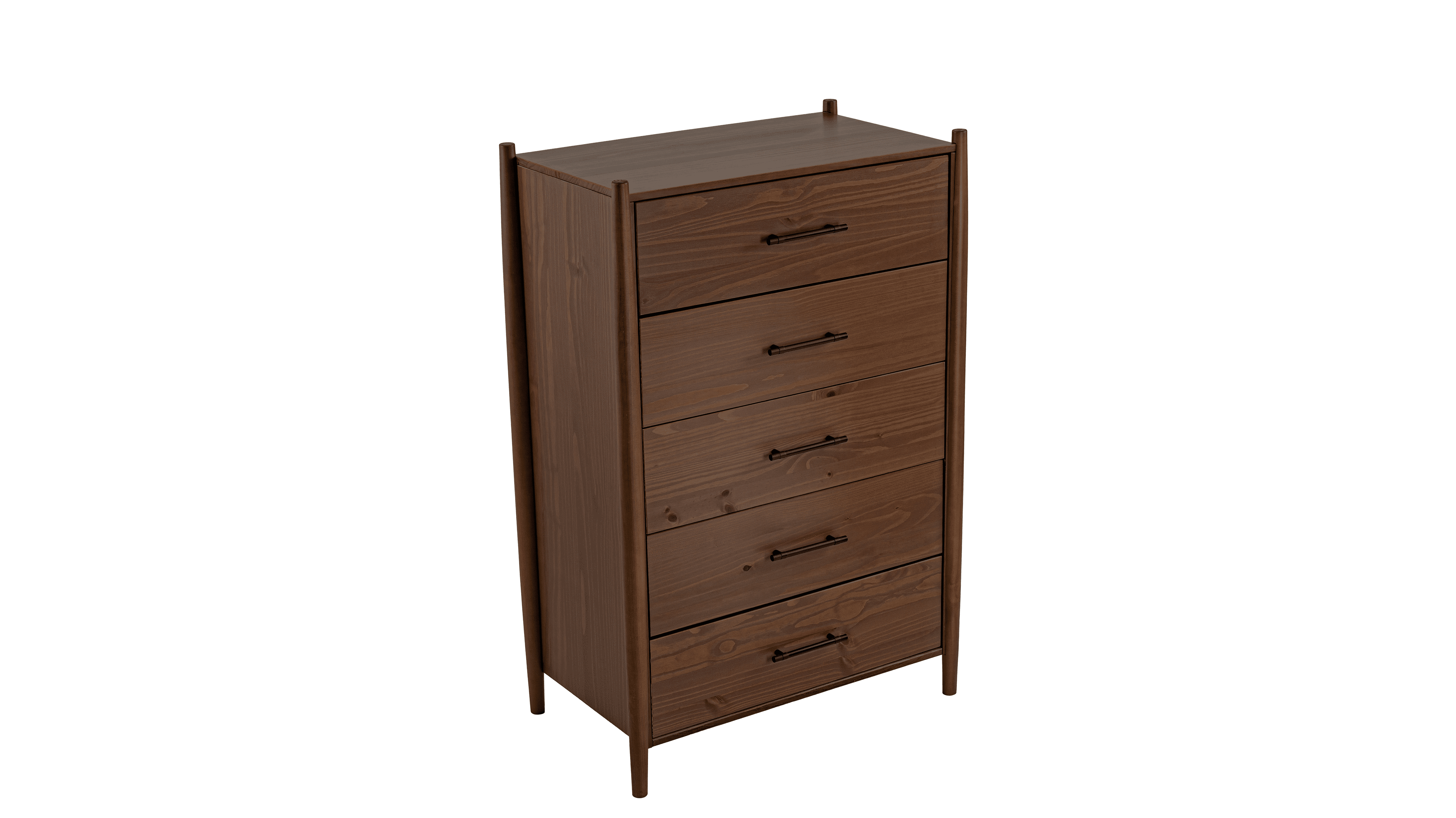Josiah Solid Wood 5 Drawers Chest Brown - for Adults and Teens