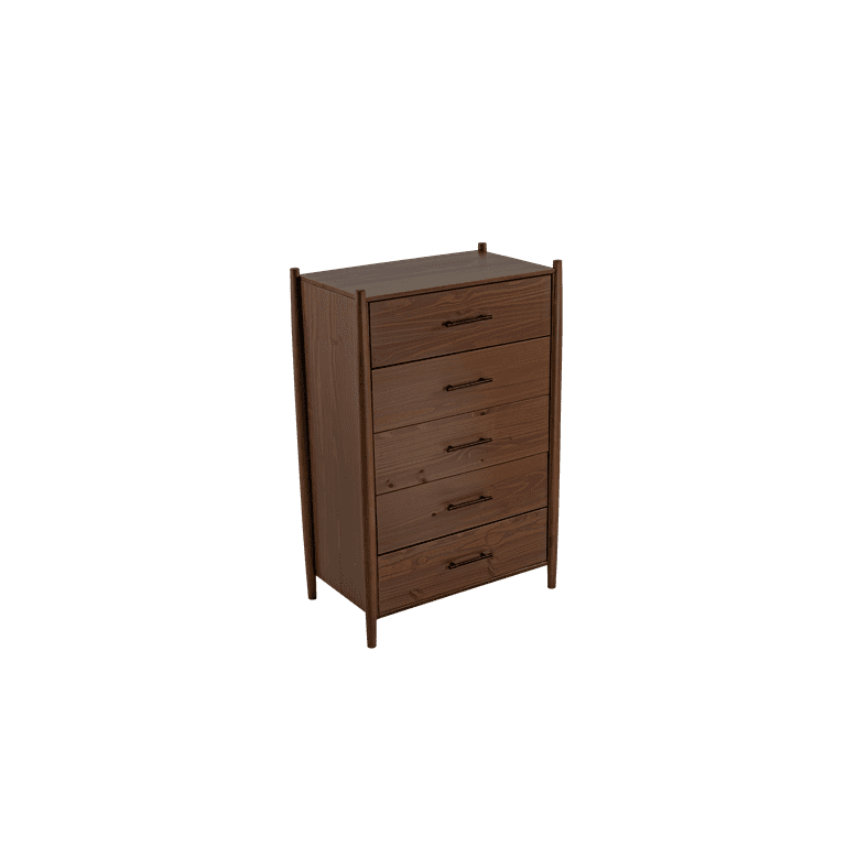 brusali 4 drawer dresser brown Josiah Solid Wood 5 Drawers Chest Etalk | Millie Bobby