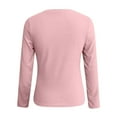 thumbnail image 4 of TKLPEHG Womens Tops Long Sleeve Crew Neck Pleated Slim Tops Classic Solid Color Lightweight Fashion Loose Casual Blouse (Pink,L), 4 of 7