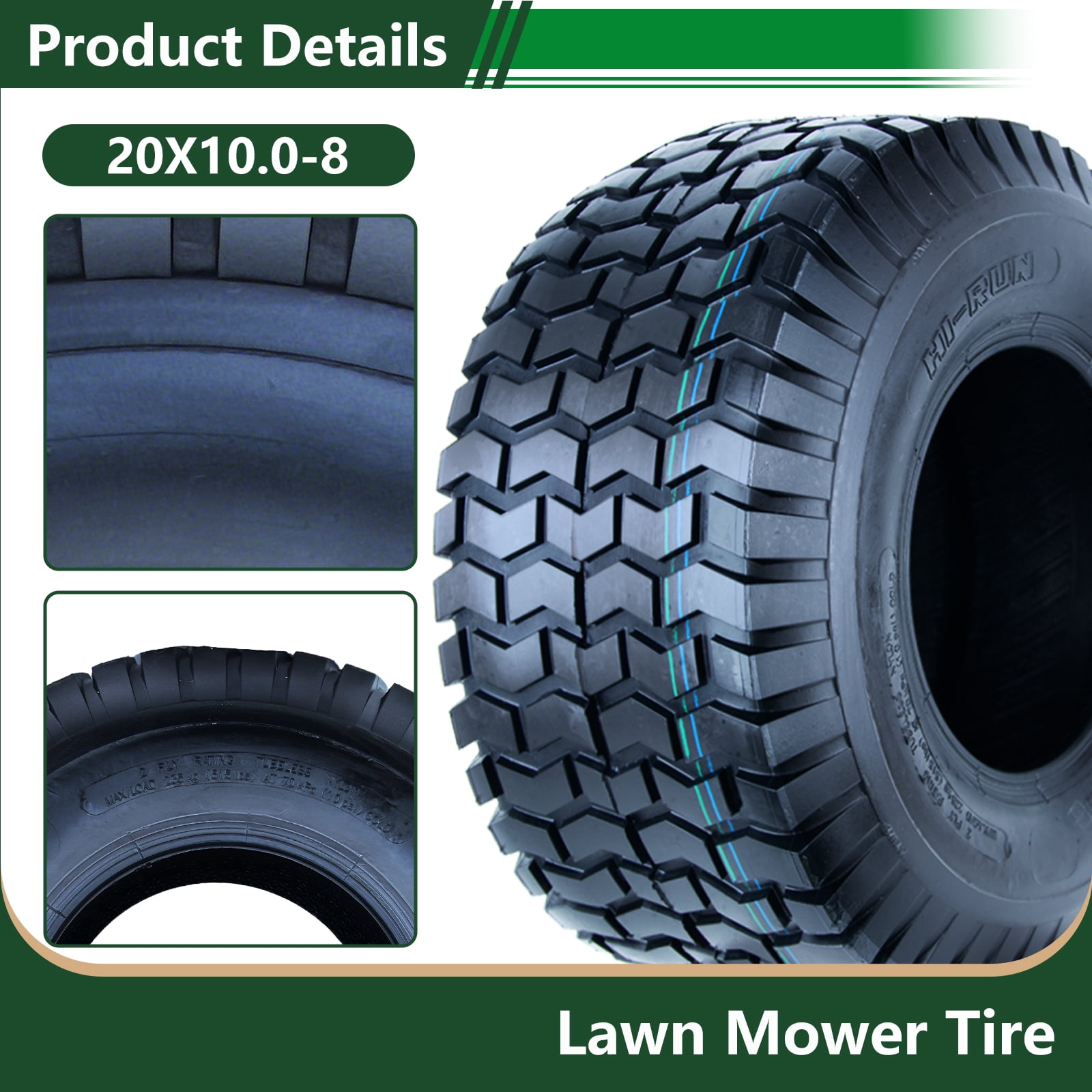 Hi Run LG Turf II 20X10.00-8 A Lawn & Garden Tire