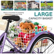 Slsy Mountain Tricycle for Adults, 24/26/27.5 Inch MTB 7 Speed Three Wheel Bike, Adults Tricycle with Cargo Basket for Adults, Women, Men, Seniors