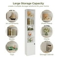 thumbnail image 4 of IRONCK 71" Tall Narrow Bookcase with Adjustable Shelves, 5 Tier Cube Bookshelf with 1 Door Storage Cabinet, White, 4 of 8