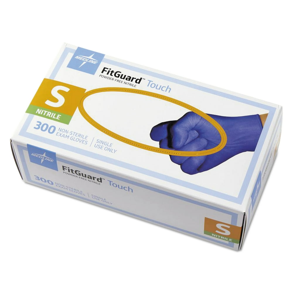 Medline FitGuard Touch Nitrile Exam Gloves, Dark Blue, Small, 300/BX