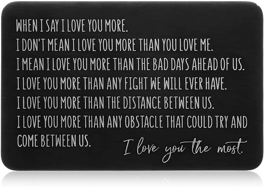 When I Tell You I Love You Wallet Card Insert Love Words Mini Memorial Note Engraved Wallet Card Groom Gifts from Bride 