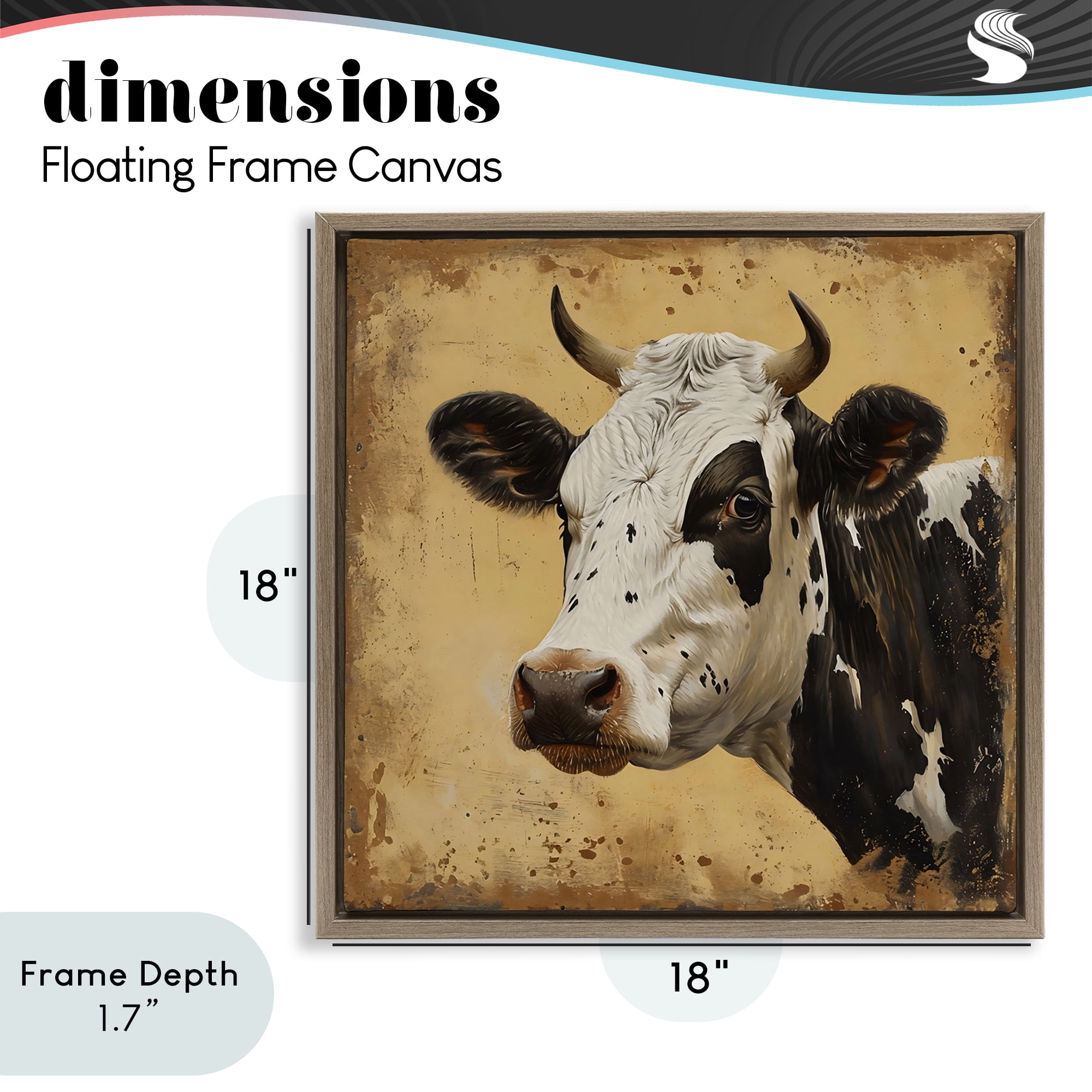 Stupell Industries Spotted Brown Cow Portrait Brown Framed Floater Canvas Wall Art, design by Creative Studio