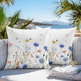 thumbnail image 3 of Throw Pillow Covers 18x18 Inch Set of 2, Spring Floral Waterproof Outdoor Pillow Covers, Elegant Butterfly Summer Botanical Decorative Cushion Pillowcases for Couch, Sofa, Bed, Garden, Patio, 3 of 9