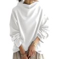 thumbnail image 2 of Womens Oversized Sweatshirts Stand Collar Pullover Long Sleeve Hoodies Tops Fall Fashion Outfits Clothes White XL, 2 of 9