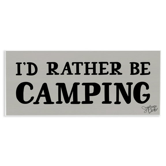 Stupell Industries Rather Be Camping Text & Numbers Painting Unframed Art Print Wall Art, 17 x 7