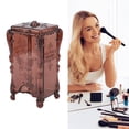 thumbnail image 2 of M Buder Antique Floral Butterfly Cotton Pad Holder, Elegant Translucent Coffee Makeup Storage Box Case for Cosmetic Round Dispenser (6.3 x 3.1 x 2.8 in / 16.0 x 8.0 x 7.0 cm), 2 of 4