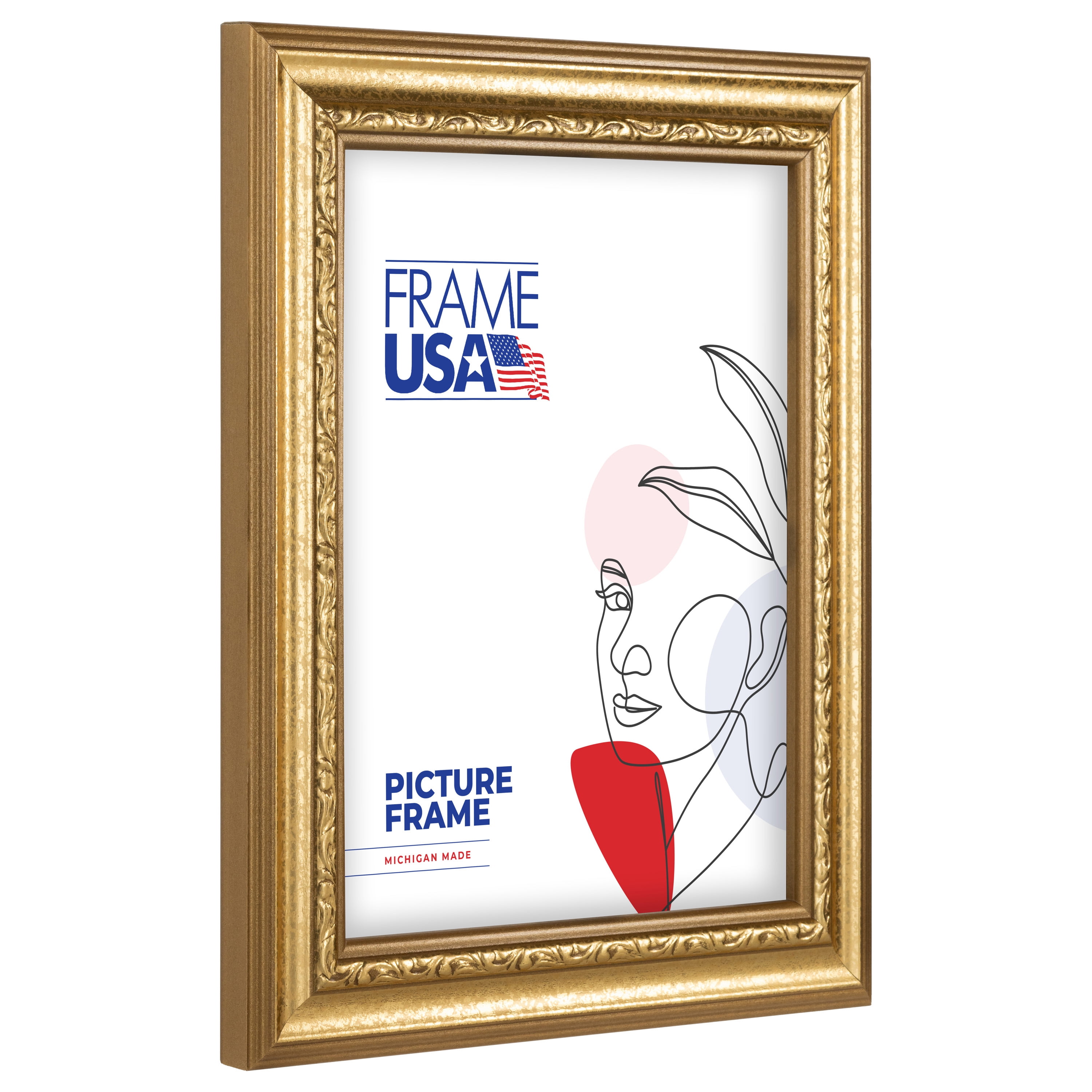 18x24 Picture Frame – Gold American Value 795 Style 12382-1081-138, 1.5 Inch Wood Moulding, Includes Plexiglass and Backing –&nbsp;Wall Display Frame for Art, Posters, or Photos – Frame USA