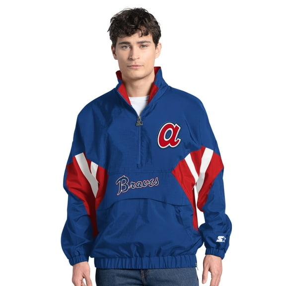 Men's-Starter  Royal Atlanta Braves Cooperstown Chief Half-Zip Pullover