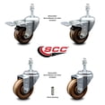 thumbnail image 2 of 3 Inch High Temp Phenolic Swivel 10mm Stem Caster Set 2 Total Lock Brake SCC, 2 of 2