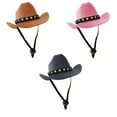 thumbnail image 3 of Dog Cat Outdoor Photo Prop Cowboy Hats Summer Dogs Cats Headwear Dogs Cat Caps Dog Costume Top Hat Pet Dog Hat PINK STAR, 3 of 8