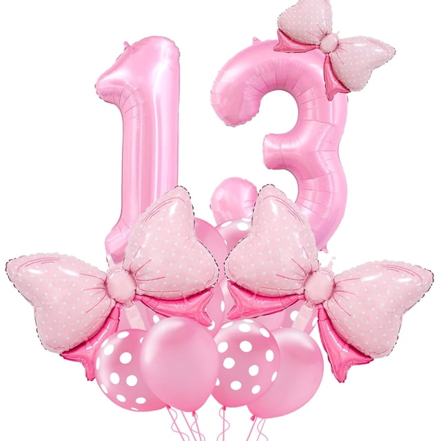 Kit de globos rosas para cumpleaños número 13 de 40" Wclliuchi