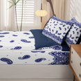 thumbnail image 5 of Homewish Retro Boho Printed Zipper Full Size Comforter Sets with Fitted Sheet and 2 Pillowcases,Paisley Floral Zipper Bedding Set,Navy White,Navy Blue Reversible,4pcs, 5 of 8