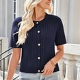 thumbnail image 4 of aidice Cropped Cardigan for Women Knit Round Neck Short Sleeve Button up Comfy Summer Casual Sweater Tops, 4 of 7