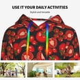 thumbnail image 4 of Lsque Tomato Pattern Casual Women's Hoodie,Hooded Sweatshirt with Kangaroo Pocket,Pullover Hoodie with Eye-catching Drawstrings-Small, 4 of 7