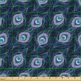 thumbnail image 2 of Ambesonne Peacock Fabric by the Yard Upholstery, Modern Bohemian Feathers, 5 Yards, Lavender Ceil Blue, 2 of 5