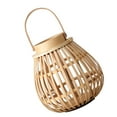 thumbnail image 5 of 1pc Hanging Lantern Bamboo Woven Candlestick Decorative Candleholder (Beige), 5 of 5