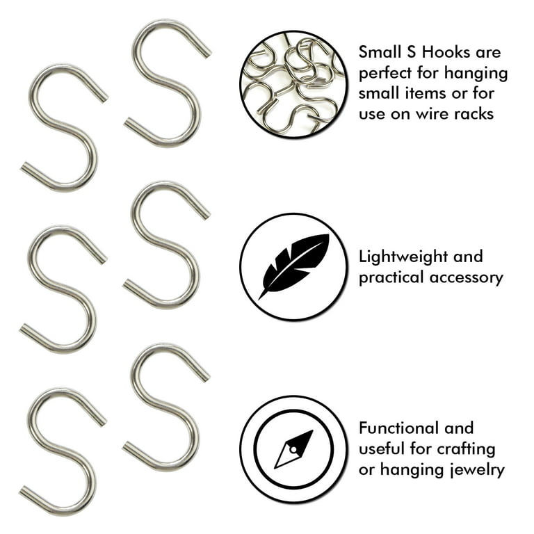 Value Essentials Mini S Hooks Connectors S Shaped Wire Hook Hangers 200pcs Hanging Hooks for DIY Crafts, Hanging Jewelry, Key Chain, Tags, Fishing Lure, Net Equipment