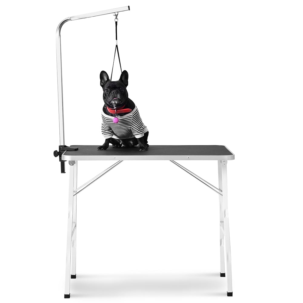 Kepooman 30" Foldable Stainless Steel Pet Dog Grooming Table with Adjustable Arm & Rubber Mat for Puppy Cat, Black Kepooman 30" Foldable Stainless Steel Pet Dog Grooming Table with Adjustable Arm & Rubber Mat for Puppy Cat, Black