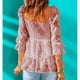 thumbnail image 3 of Camisa de mujer ANGGREK blusa de Verano transpirable Manga 3/4 con volantes, 3 of 6