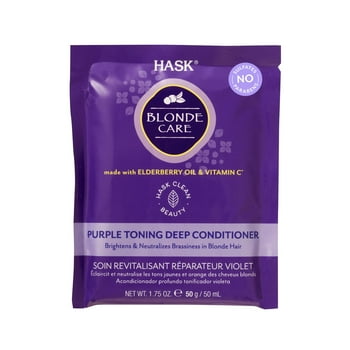 Hask Blonde Care Color Protection Sule-Free Purple Toning Deep Conditioner with Elderberry &  C, 1.75 oz, Travel Size