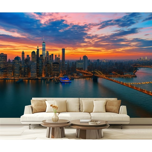 Peel and Stick Wallpaper Waterproof Skyline Night Wall Mural Decor Self Adhesive and Removable 69in x 98in