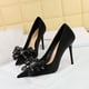 thumbnail image 5 of Zapatos de tacón alto ligeros y lujosos para mujer, para banquetes, tacones finos, sexys, con punta en la boca y lazo de encaje, para bodas y novias, 5 of 5