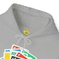 thumbnail image 3 of Card Game Stack Hoodie, Fun Draw 4 Stack Design, Retro Gaming Graphic, 3 of 5