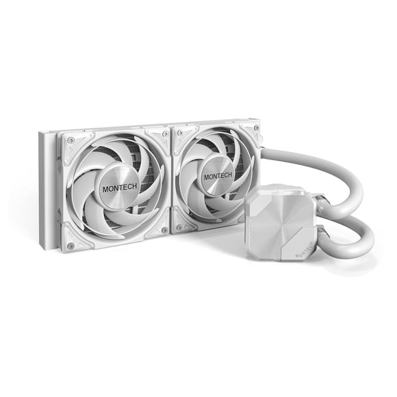 MONTECH HyperFlow Silent 240 White Ultra-Quiet AIO Liquid CPU Cooler, 3100RPM Pump, Triple Silent Fans, High-Efficiency Radiator for Superior Heat Dissipation, Intel & AMD Compatible, ARGB-Free