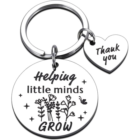 Teacher Appreciation Gifts for Women Men Thank You Keychain for Male Female, First Day of School End of Year Teacher Gifts from Students Teen Girl Boy, Thank You for Helping Me Grow