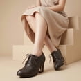 thumbnail image 5 of SACFOF Women's Chunky High Heel Oxford Pump Lace Up Wingtip Perforated Platform Vintage Brogues Dress Shoes, 5 of 6