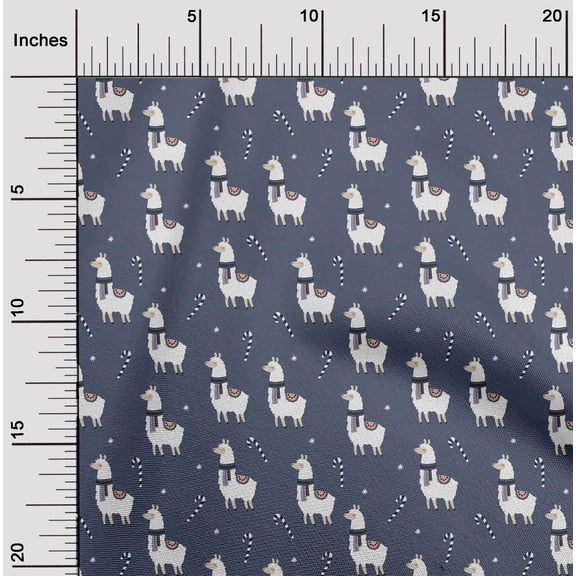 oneOone Georgette Viscose Dark Dusty Blue Fabric Sheep & Candy Stick Cartoon Sewing Craft Projects Fabric Prints By Yard 42 Inch Wide