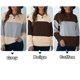 thumbnail image 3 of Mujeres Casual Tops Botón Bloque de color Manga larga Sudadera suelta Pullover Abanopi Beige/Extragrande, 3 of 7