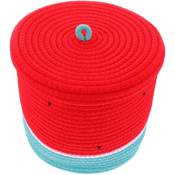 EXHUMKY Red Cotton Rope Woven Storage Basket for Children Home Organization 1Set 9.4x9.4x9.4in