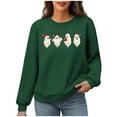 thumbnail image 4 of Christmas Womens Waffle Sweatshirts Loose Crewneck Long Sleeve Shirts Cute Christmas Printed Sweaters Casual Fashion Xmas Holiday Party Pullover Tops, 4 of 6
