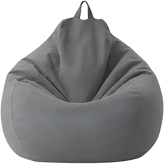 XIBUFE Large Small Lazy Sofas Cover Chairs Without Filler Linen Cloth Lounger Seat Bean Bag Pouf Puff Couch Tatami Living Room Beanbags (80 * 90cm)